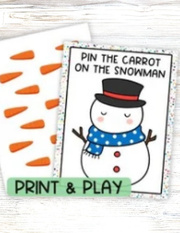 Pin the Nose on the Reindeer & Pin the Carrot Nose on the Snowman, Pin the Tail on Donkey Game, Printable Group Game Activity
