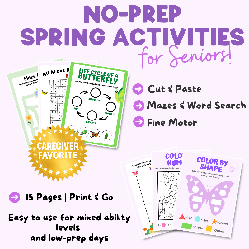 Flowers & Pollinators Activity Pack for Seniors | Spring Printable Activities for Memory Care