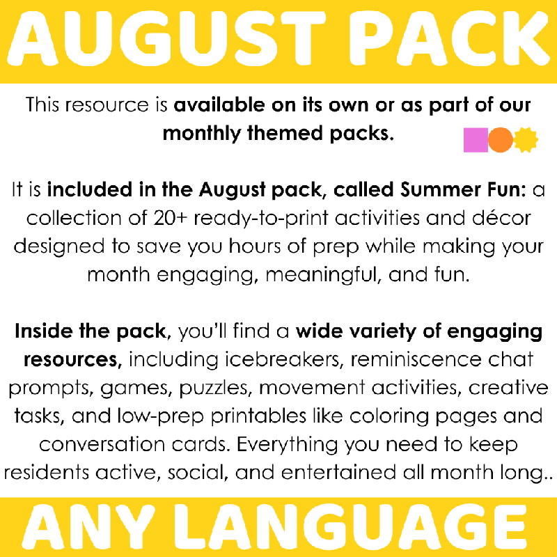 August-Themed Memory Game for Seniors | Printable Matching Activity for Cognitive Stimulation and Memory Care - Brain Activity for Elderly Adults