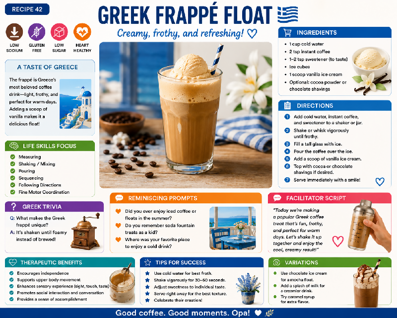 🇬🇷 Ready, Set, Opa! The Ultimate Greek Culture Experience for Life Skills and Memory Care Engagement. Part cookbook, culture club, games, exercise program, Greek café social, and much more!
