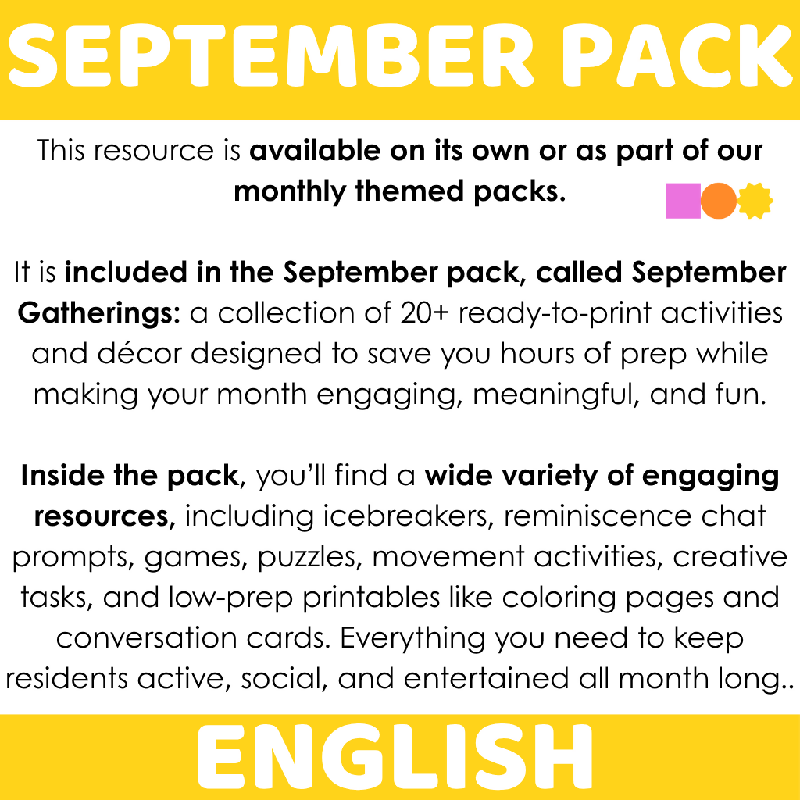 Roll a Story: September Themed Storytelling Activity for Seniors | Back to School, Labor Day, Grandparents Day & Coffee Day Creative Writing Game