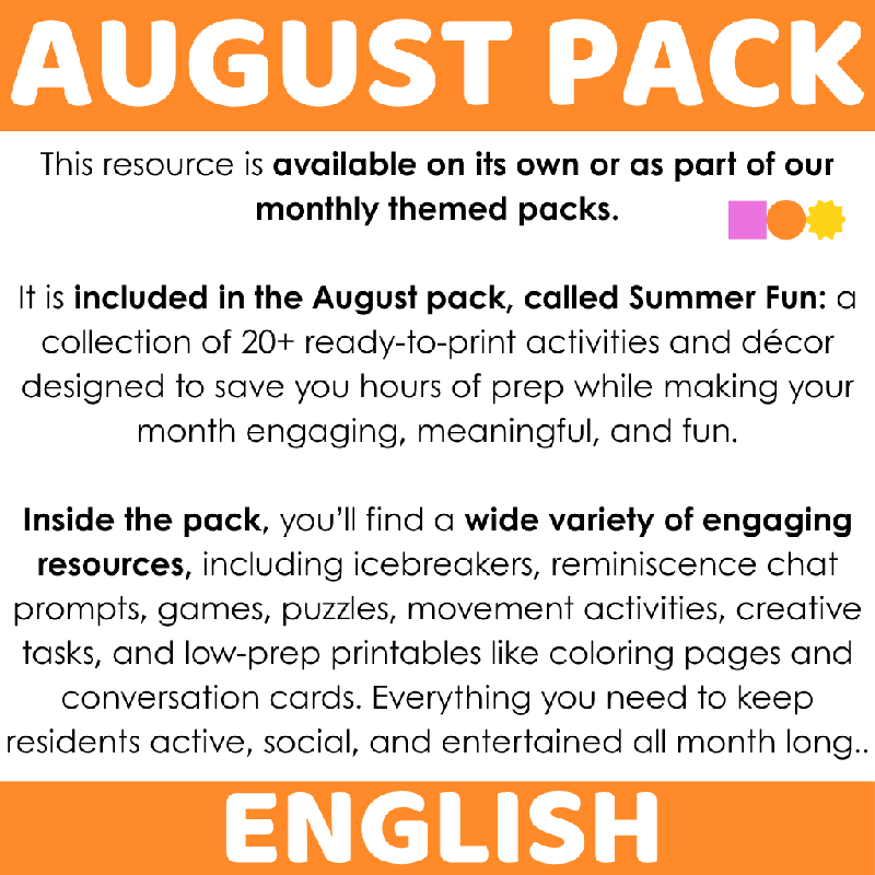 August Activity Director Calendar Kit | Printable and Editable Digital Weekly & Monthly Planning Pages