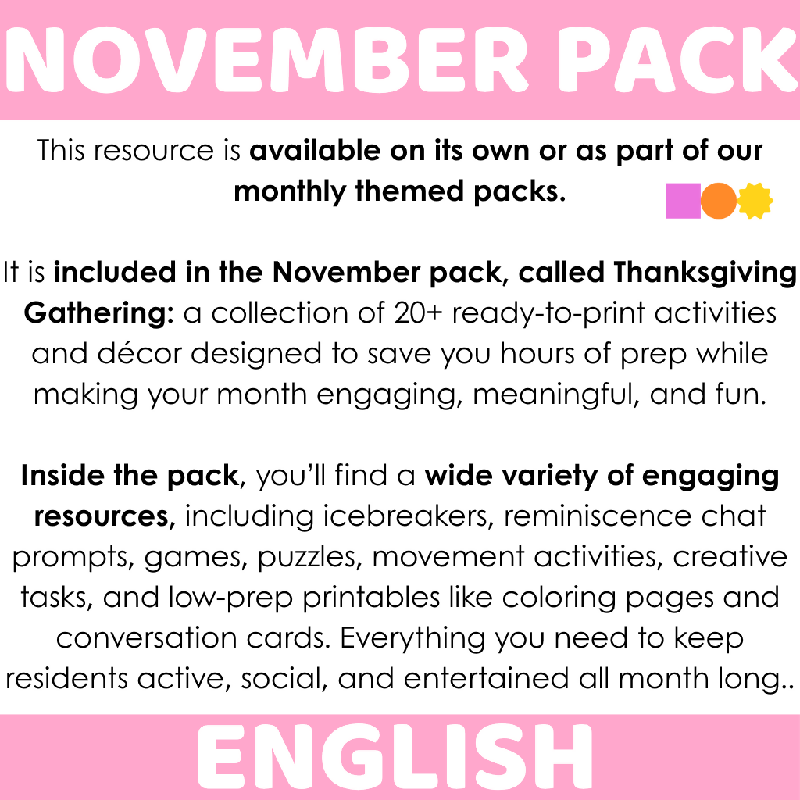 Thanksgiving Season Crossword Puzzles for Seniors | November-Themed Printable Brain Activities for Fine Motor & Cognitive Practice for Older Adults - Autumn-Themed