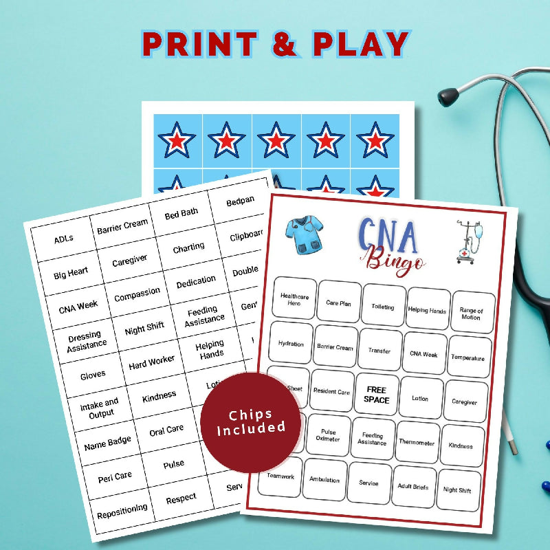 CNA Bingo Printable Game for Nursing Assistant Week