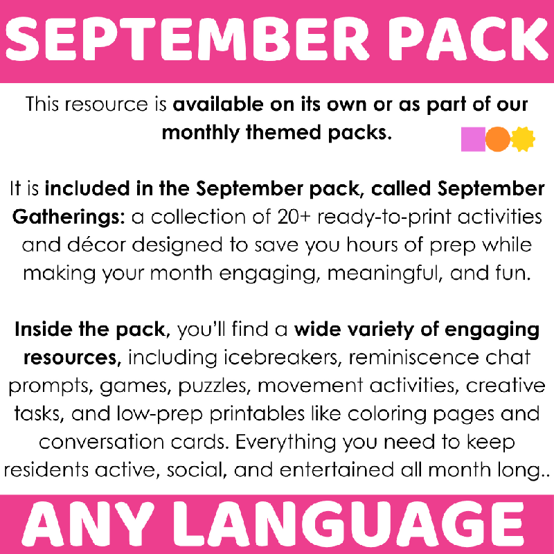 Grandparents' Day September-Themed Memory Game for Seniors | Printable Matching Activity for Cognitive Stimulation and Memory Care - Brain Activity for Elderly Adults