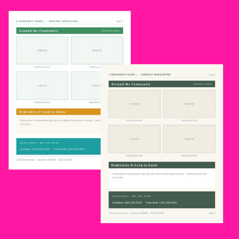 Newsletter Template | Editable Monthly PowerPoint Newsletter | 2 Styles 4 Pages Each | Publisher Alternative