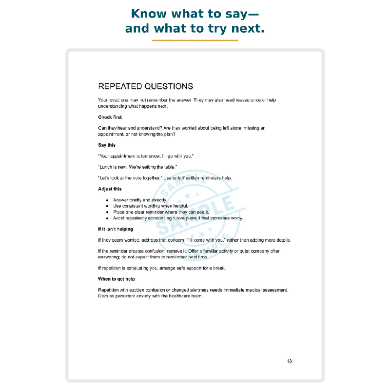 What Do I Say Now? A Dementia Communication Guide for Family Caregivers
