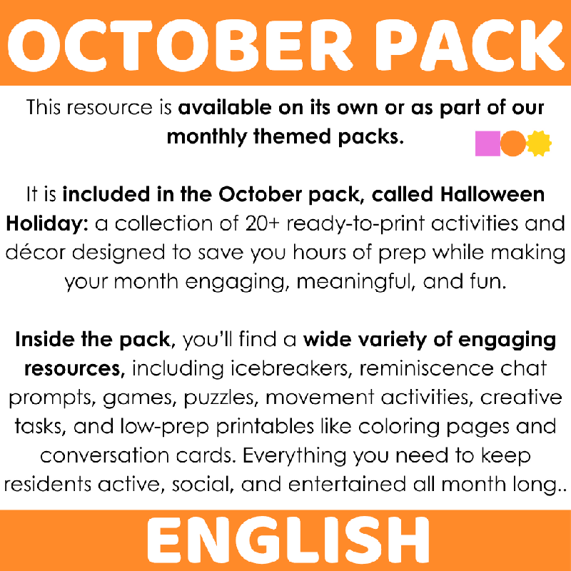 October Postcard Writing Prompts for Seniors | Printable Creative Writing Activity for Elderly Adults and Senior Living - Reminiscence and Writing for Elderly Adults