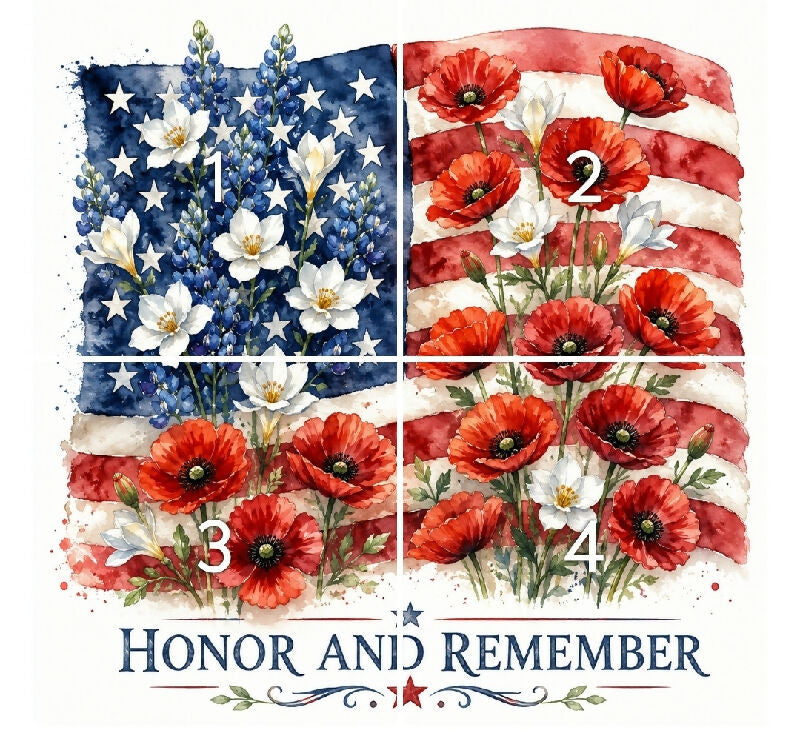 Patriotic Floral Watercolour Flag Printable