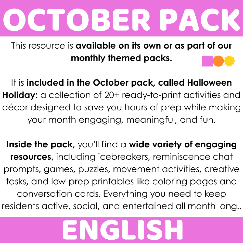 October Halloween Role Play Prompts for Seniors | Printable Conversation and Social Interaction Activity for Elderly Adults and Senior Living