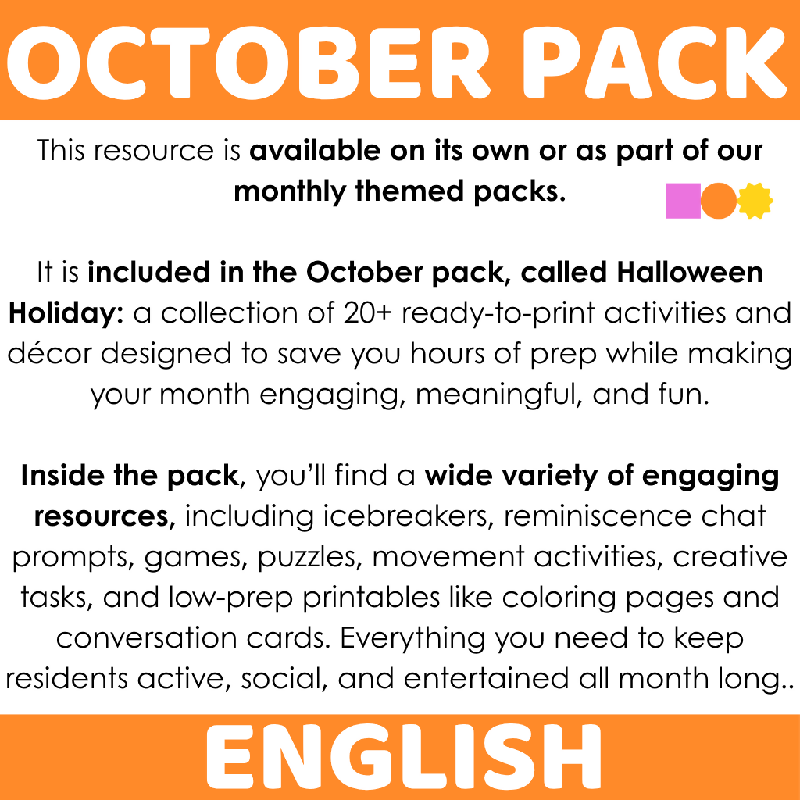 Printable Halloween Chair Exercise Routine for Seniors | Gentle Seated Workout for Home Care and Assisted Living