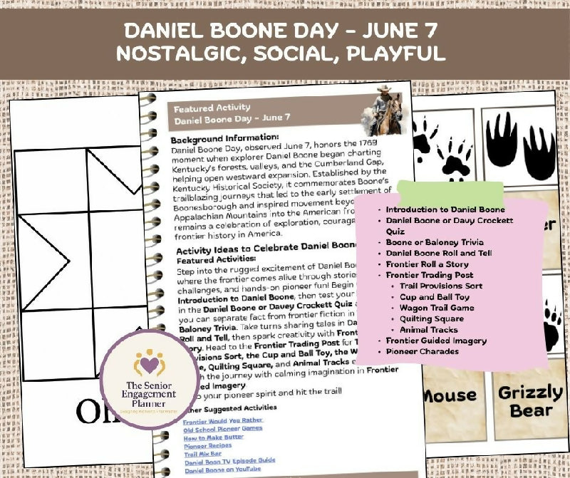 Daniel Boone Activity Bundle for Seniors | Done-for-You Frontier-Themed Games, Trivia & Social Engagement Program
