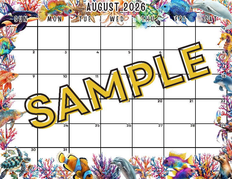 August 2026 Calendar Template #1