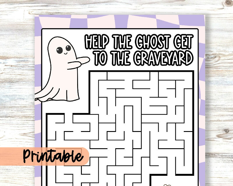 Trick or Treat Ghost Maze, Halloween Printable Activity