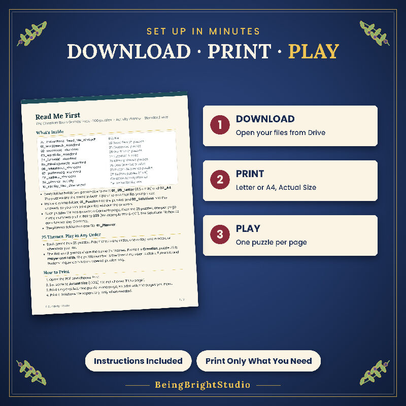Christian Brain Games for Seniors | 200 Bible Puzzles | Activity Director Pack