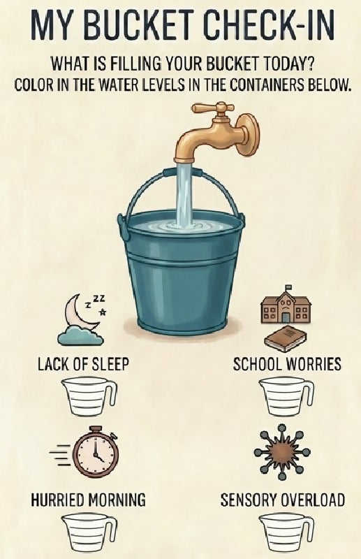 Bucket Concept Emotional Regulation Worksheets | SEL Activities for Kids