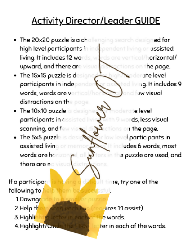 Word Search Activity Guide Promo