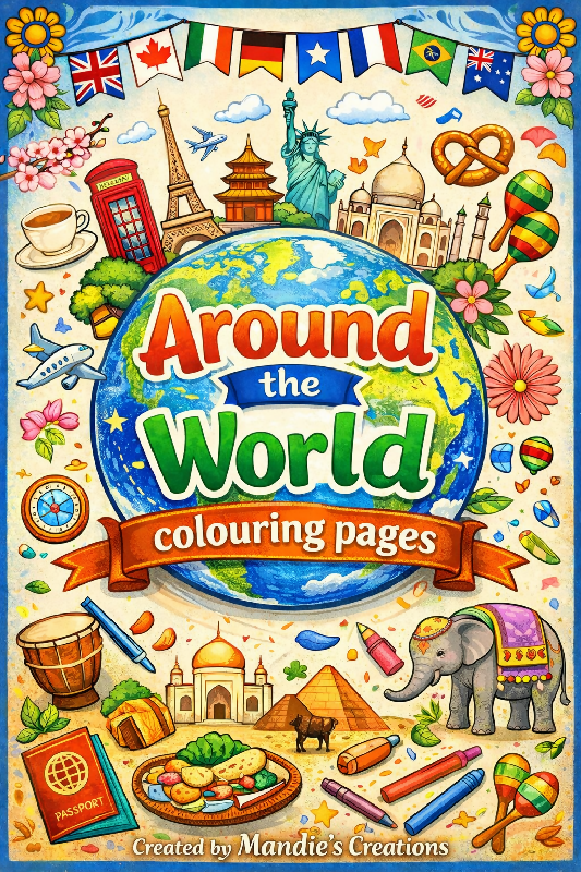 Around the World Colouring Pages for Seniors | Memory Care Printable Pack