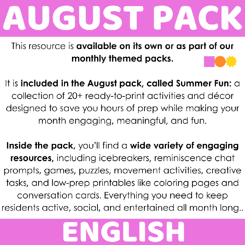 Printable August Chair Exercise Routine for Seniors | Gentle Seated Workout for Home Care and Assisted Living
