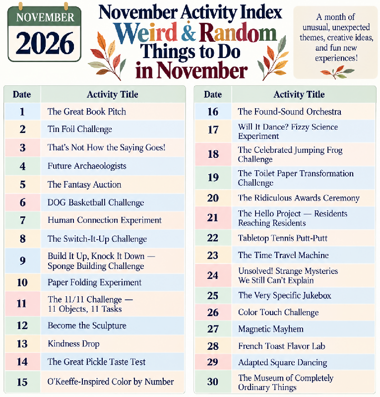 30 Weird & Random Things to Do in November
