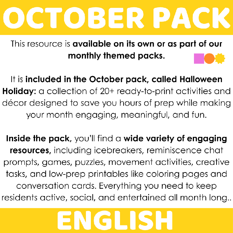 Find Someone Who Activity for Seniors - October-Themed Icebreaker Game for Senior Living and Group Activities - Fun Group Activity for Cognitive Stimulation and Social Connection Fall / Autumn