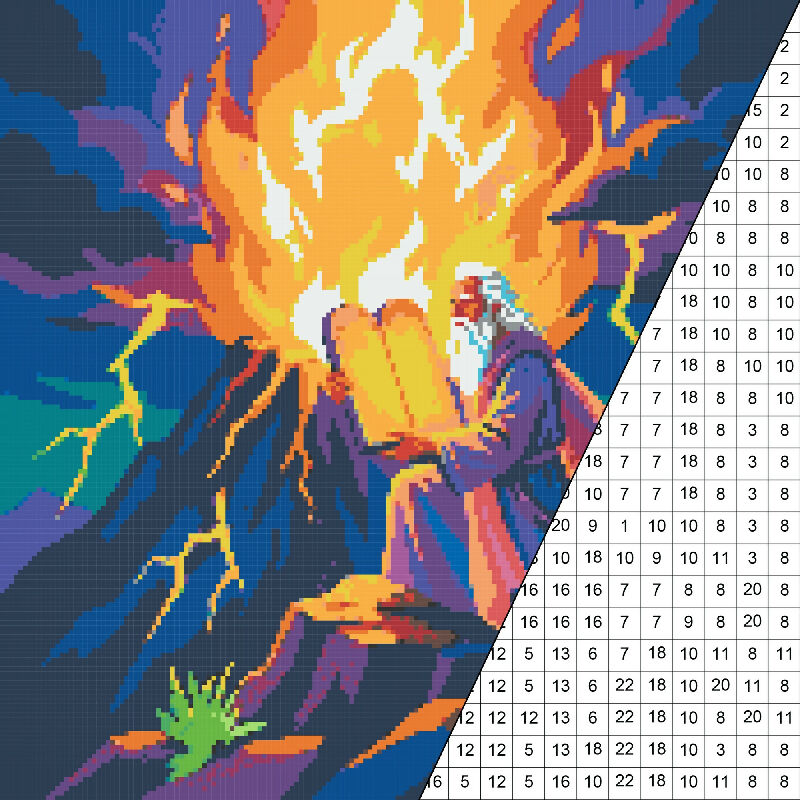 Moses and the Ten Commandments Collaborative Color by Number | Giant Group Activity Poster | Biblical Art | Watercolor Style
