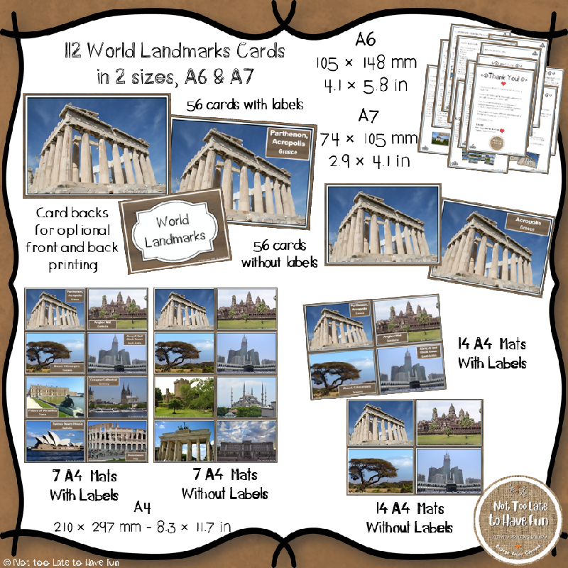 World Landmarks Activity Cards for Seniors | Real-Photo Memory, Matching & Reminiscence Games