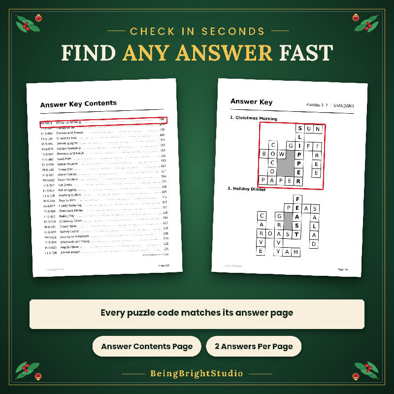 Extra Large Print Christmas Word Fill In for Seniors, 100 Printable Puzzles, Bonus Planner