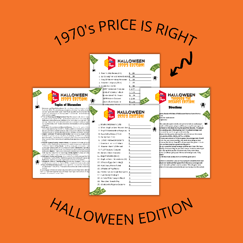 Halloween Price is Right Game | 1970s Edition Printable Activity for Seniors