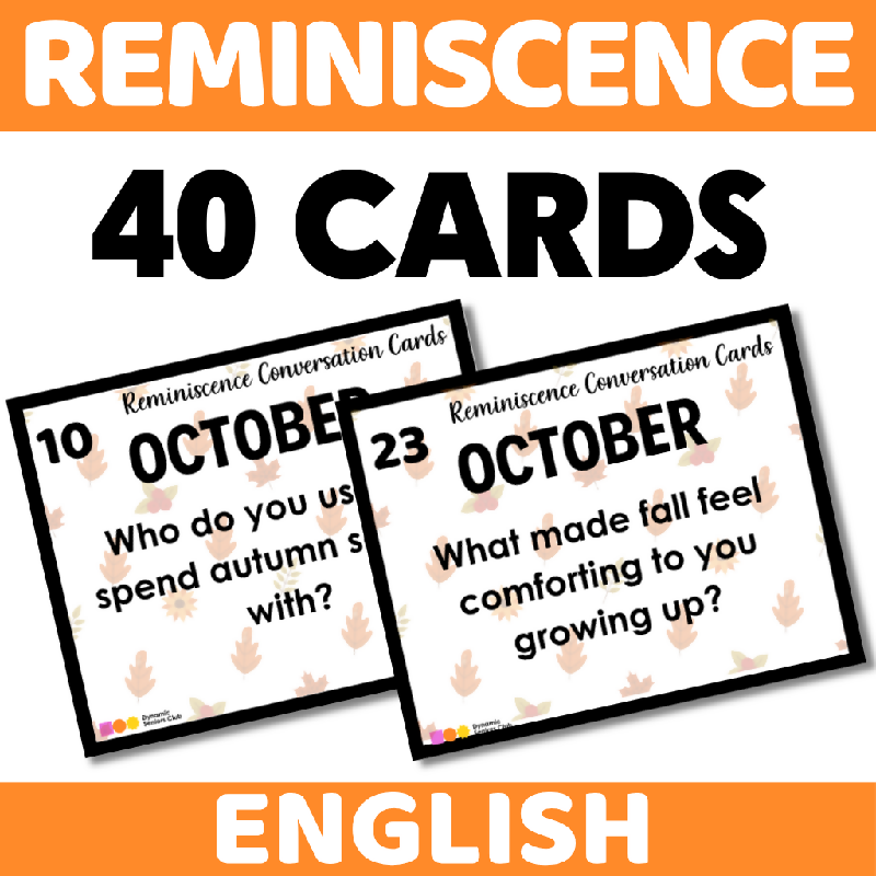 October Reminiscence Conversation Cards for Seniors - Printable Discussion Prompts for Memory Recall and Social Engagement - Fall / Autumn Discussion Activity for Cognitive Engagement and Social Connection