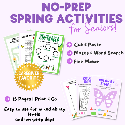 Flowers & Pollinators Activity Pack for Seniors | Spring Printable Activities for Memory Care