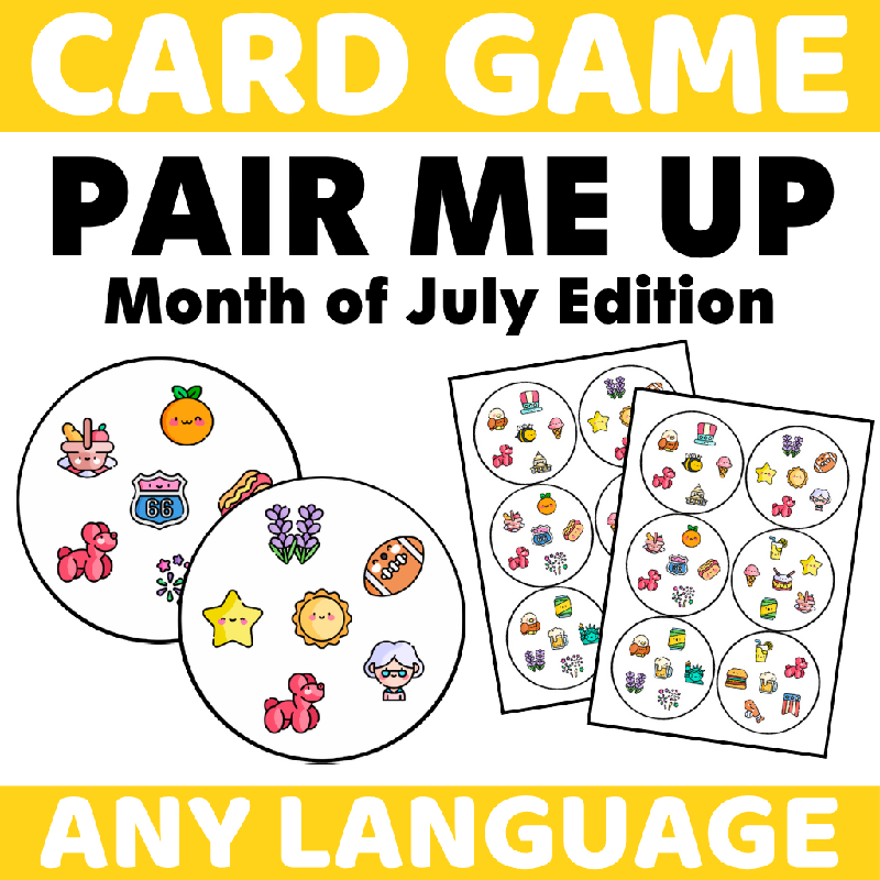 Card Game Pair Me Up July Edition – Patriotic Spot It Inspired Game for Seniors, Fourth of July Matching Game, Independence Day Activity, Cognitive Game, Printable Dobble Style Game