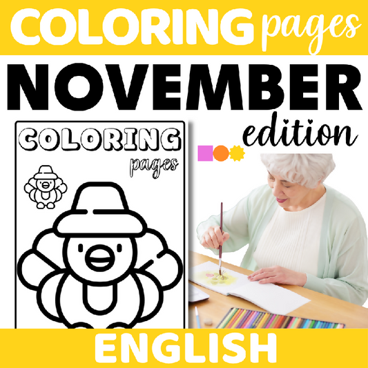 Thanksgiving-Themed Coloring Pages for Seniors, Printable Relaxation Activity for Elderly Adults & Senior Living, Seasonal Art Therapy Activity for Assisted Living & Senior Centers, Creative Activity for Cognitive Engagement & Fine Motor Skills - November