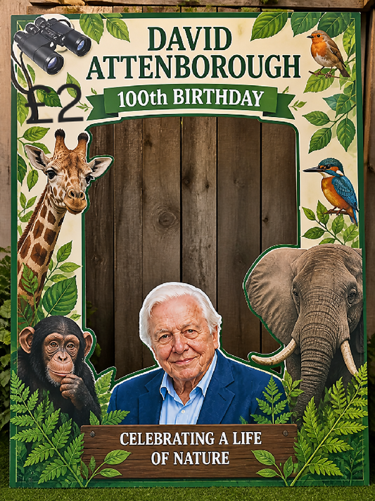david attenbourgh 100th birthday photo booth franme