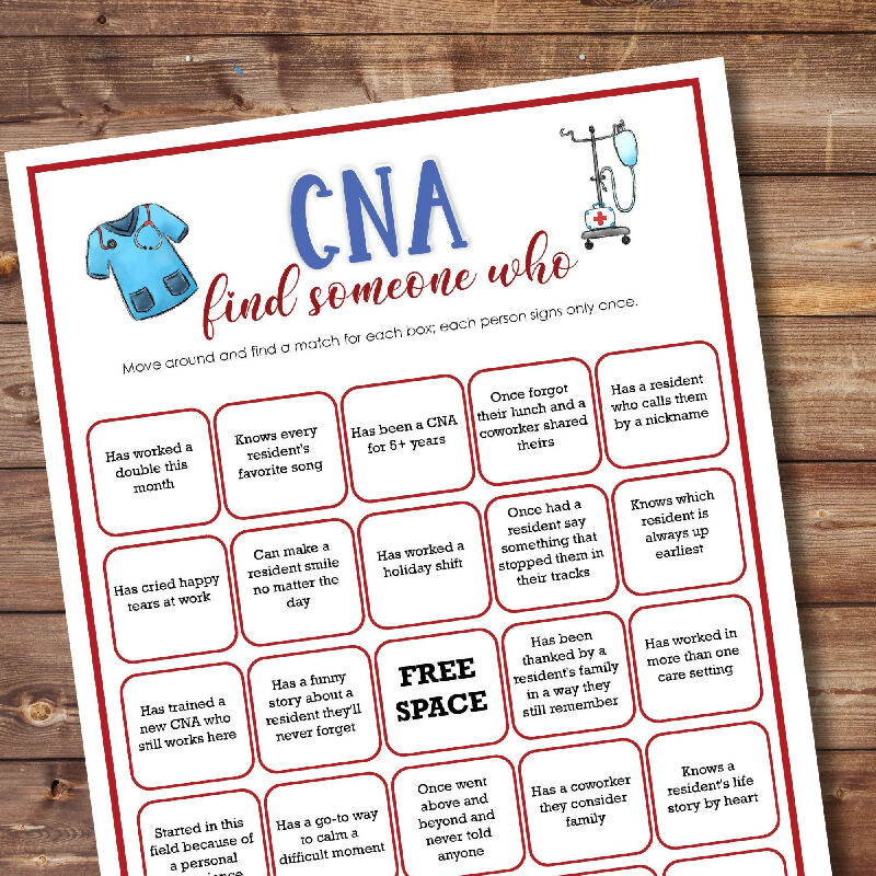 CNA Find Someone Who Game - Mix and Mingle Human Bingo for Nurses Aides
