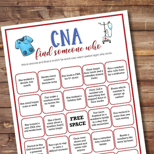 CNA Find Someone Who Game - Mix and Mingle Human Bingo for Nurses Aides
