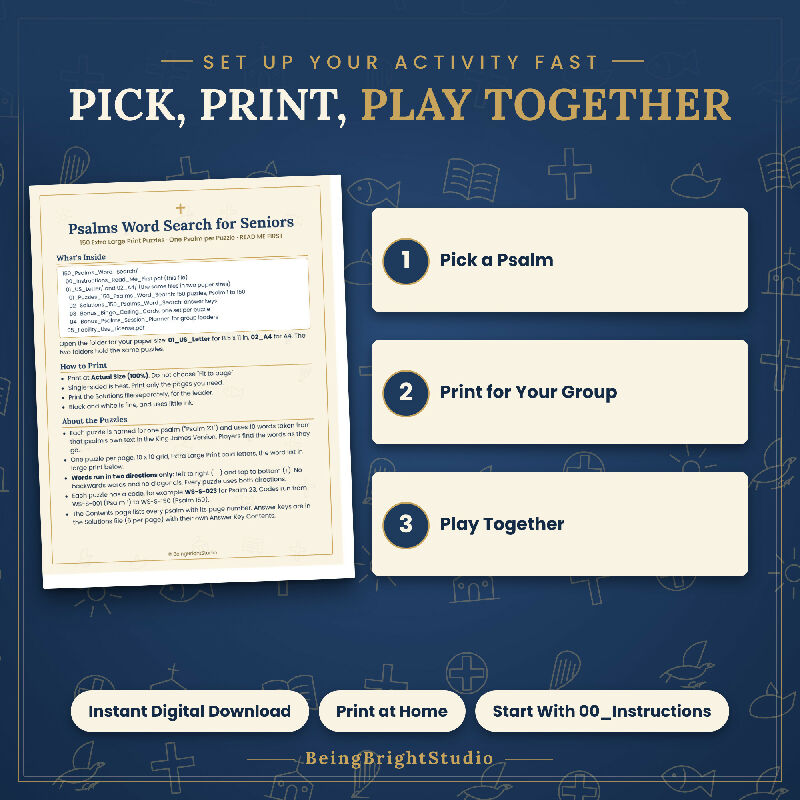 Psalms Word Search for Seniors, 150 Extra Large Print Puzzles for Activity Directors and Church Groups, Bingo and Planner