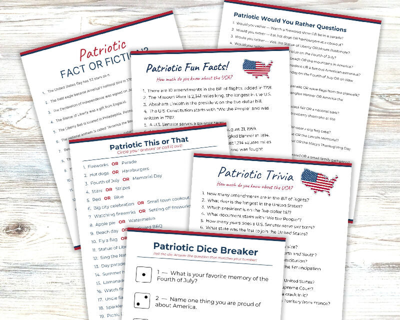 USA 250th Birthday, Patriotic Activity Bundle with Recreation Therapy Protocols, Party Games for 4th of July, Independence Day Bundle, Memorial and Veterans Day