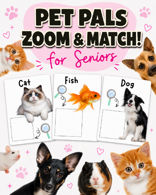 Pet Pals Zoom & Match! Printable Senior Matching Activity