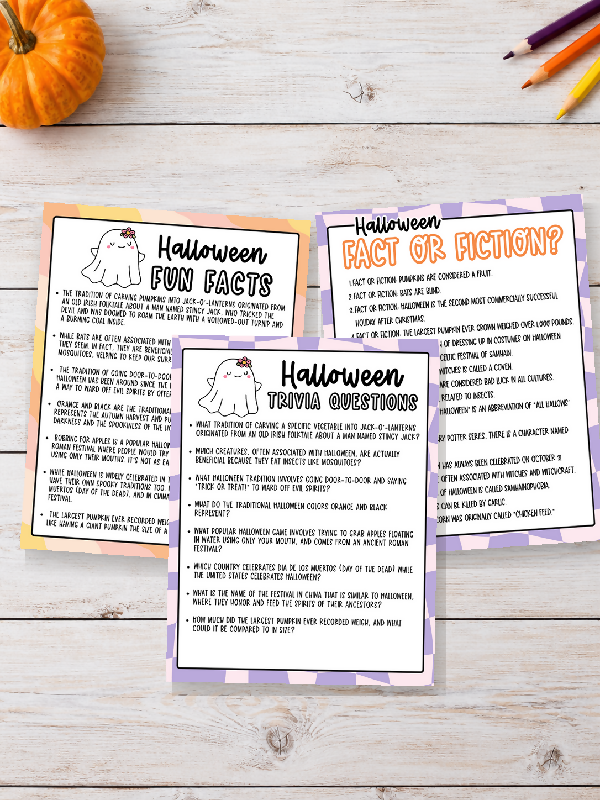 Halloween Word Games: Fact or Fiction, This or That, Fill in the Blank Story Game, Fun Facts, Trivia