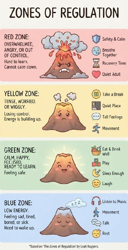 Zones of Regulation Volcano Worksheets Bundle | Emotional Regulation Activities