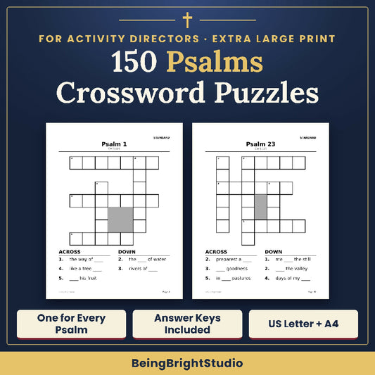 Psalms Crossword Puzzles for Seniors | 150 Extra Large Print Puzzles | Activity Director Printable