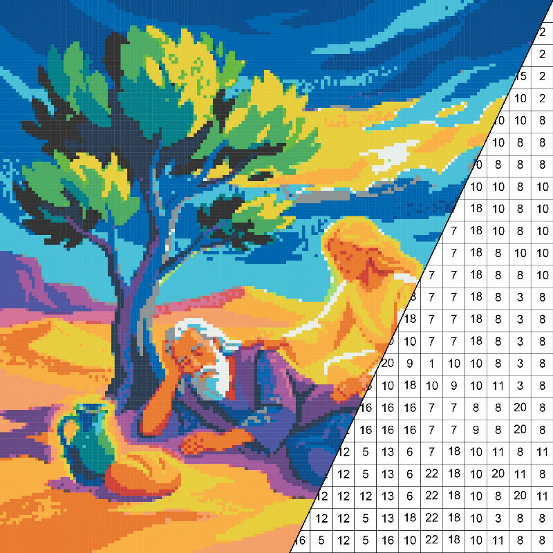Elijah and the Angel Collaborative Color by Number | Giant Group Activity Poster | Biblical Art | Watercolor Style