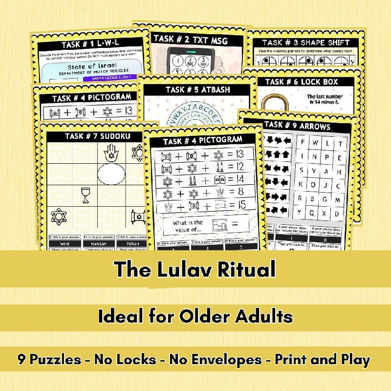 The Lulav Ritual | Printable Sukkot Escape Room for Seniors | Jewish Holiday | Print & Play Group Activity