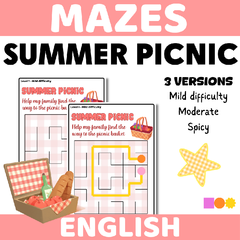 August Mazes for Seniors and Elderly Adults | Printable Brain Game Worksheets for Assisted Living, Senior Centers & Home Care | Cognitive and Fine Motor Activity Puzzles