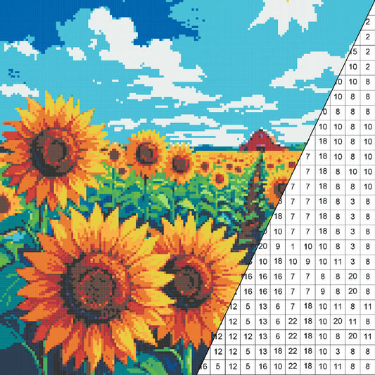 Sunflower Field Collaborative Color by Number | Giant Group Activity Poster | Nature Activity | Watercolor Style