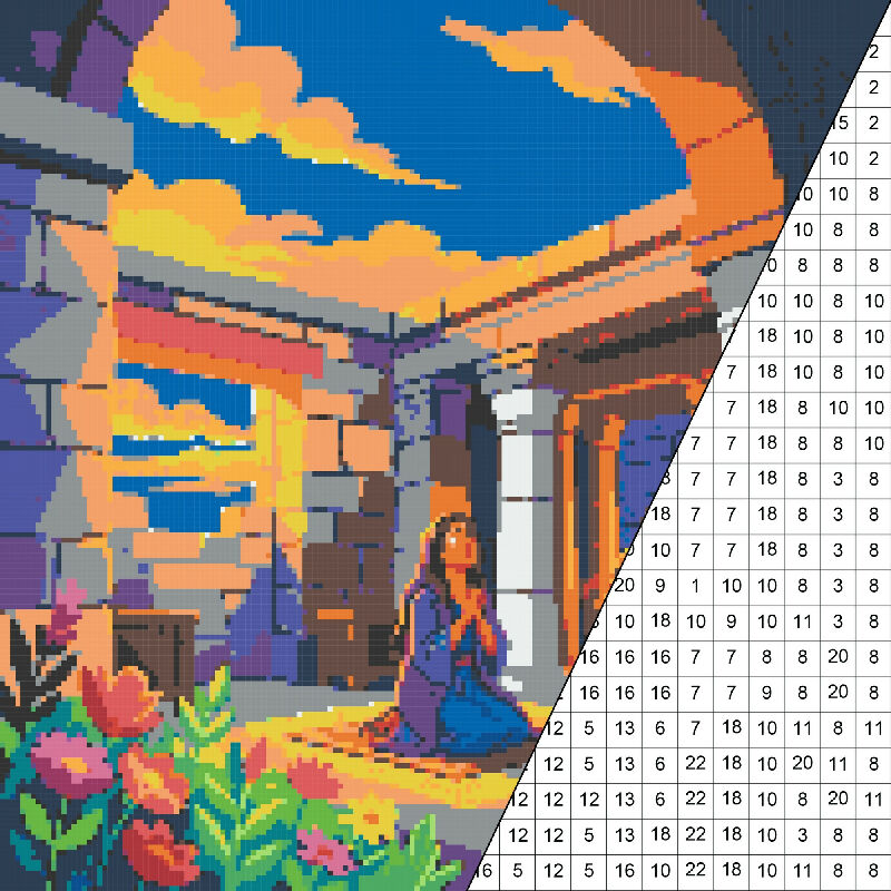 Hannah at the Temple Collaborative Color by Number | Giant Group Activity Poster | Biblical Art | Watercolor Style