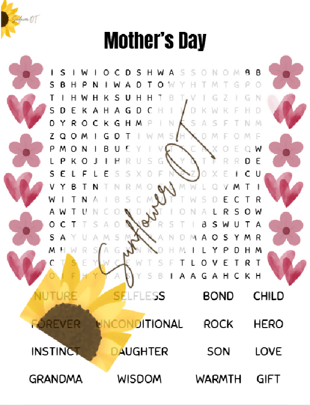 Mother's Day Word Searches - Variable Difficulty + Activity Director Guide | Independent Living, Assisted Living, Memory Care, Group Home