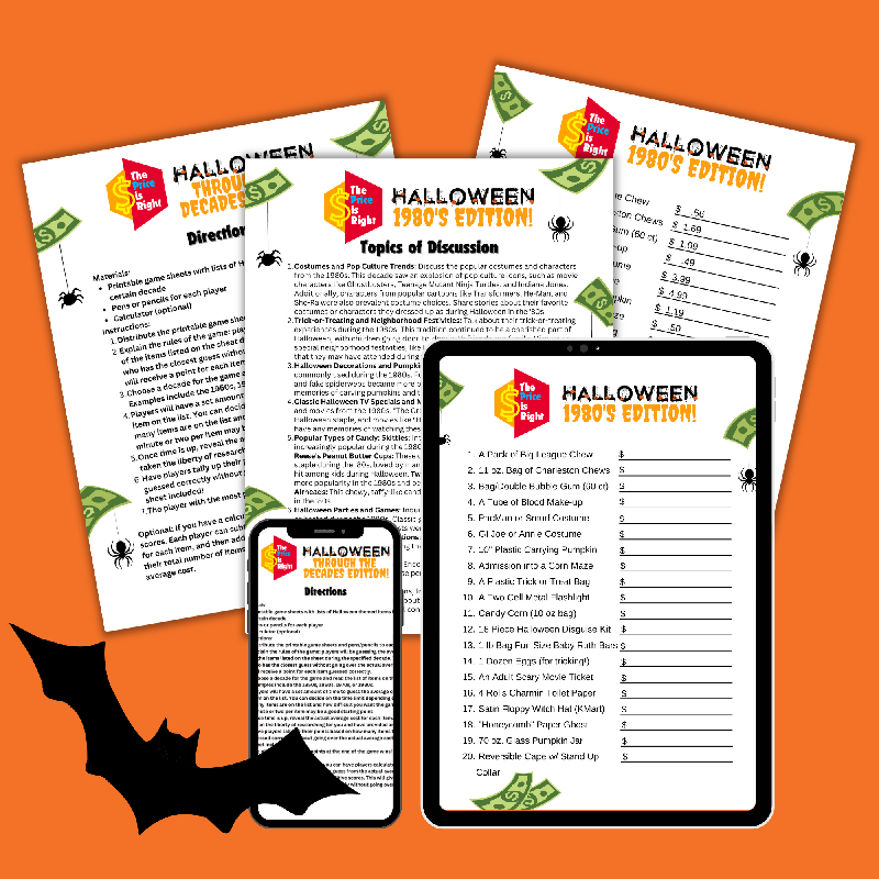 Halloween Price is Right Game | 1960s Edition Printable Activity for Seniors
