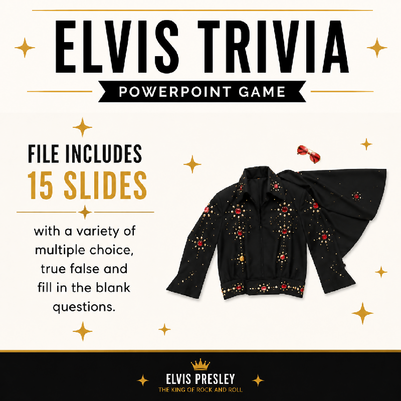 Elvis Trivia PowerPoint Game for Seniors | Reminiscence Activity (Digital Download)